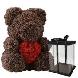 Infini rose fleur ours en peluche avec coeur 40 cm